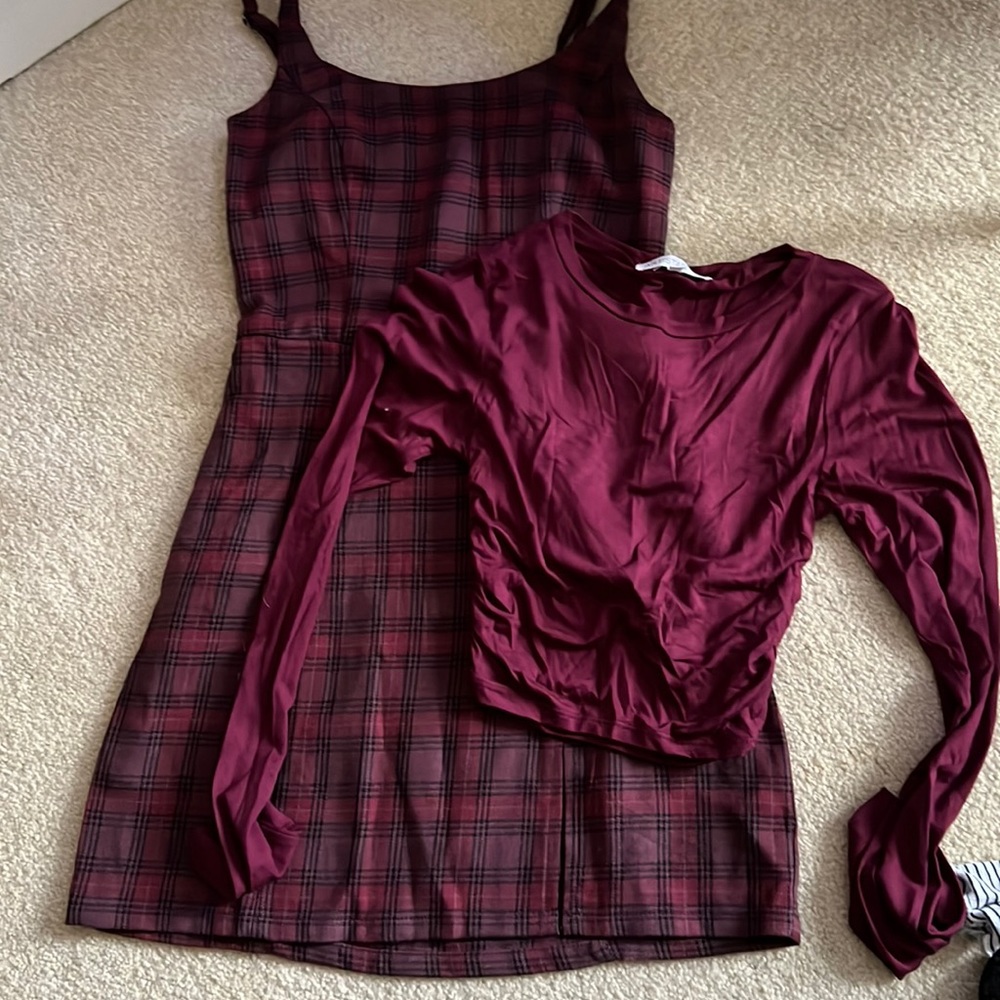 Deep cranberry antistar stretch top with Aeropostale jumper sold as set